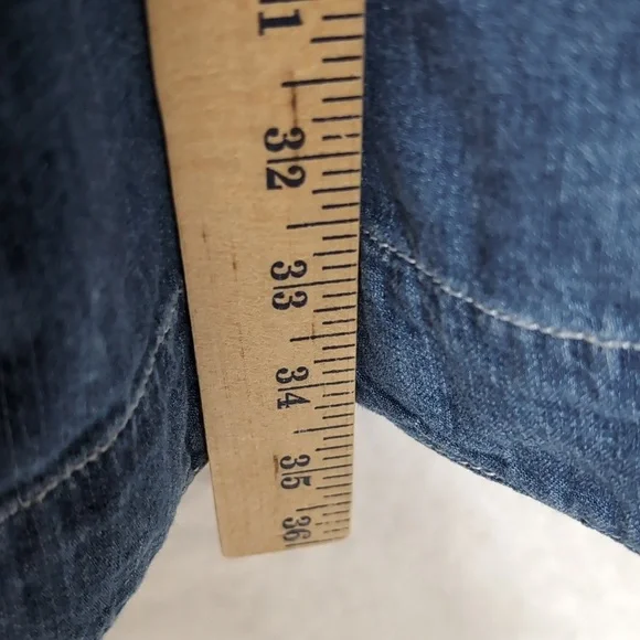 Free People Chester Dress Womens Large Stretch Denim Flutter Sleeve Sparkle 8 - Picture 10 of 15